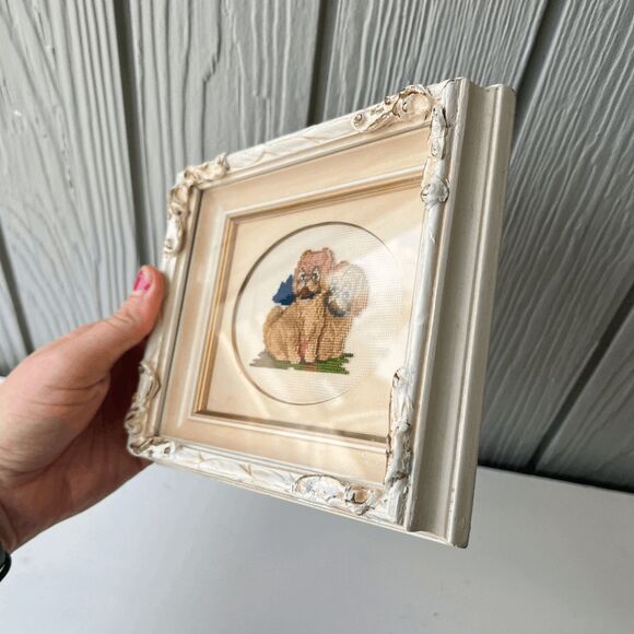 VTG Micro Needlepoint Shih Tzu Puppy Art Signed Marge Higgins Cottagecore Galler - Picture 6 of 10